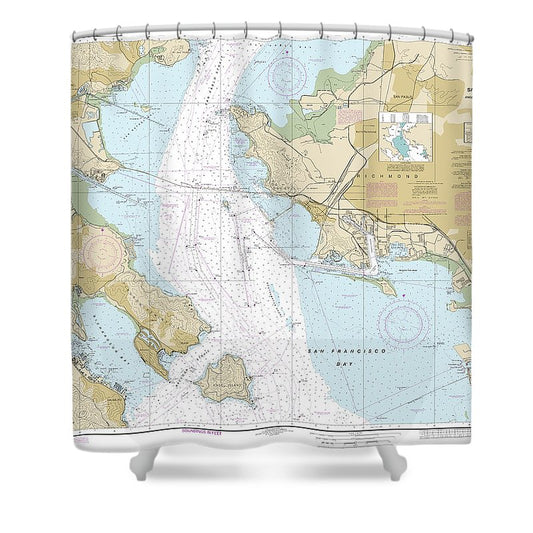 Nautical Chart 18653 San Francisco Bay Angel Island Point San Pedro Shower Curtain