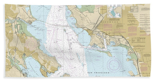 Nautical Chart-18653 San Francisco Bay-angel Island-point San Pedro - Beach Towel
