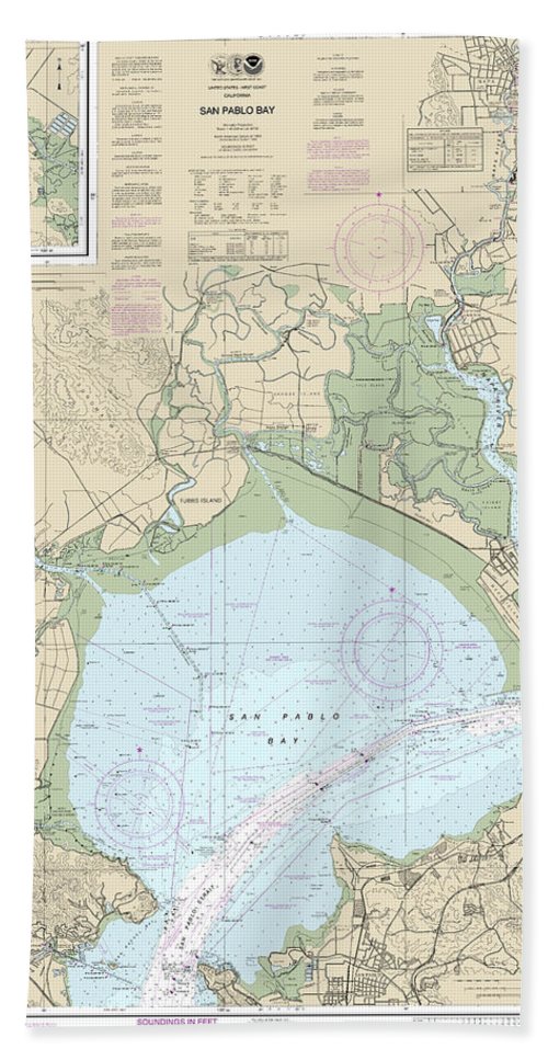Nautical Chart-18654 San Pablo Bay - Bath Towel
