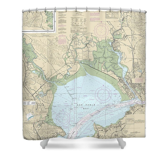 Nautical Chart 18654 San Pablo Bay Shower Curtain
