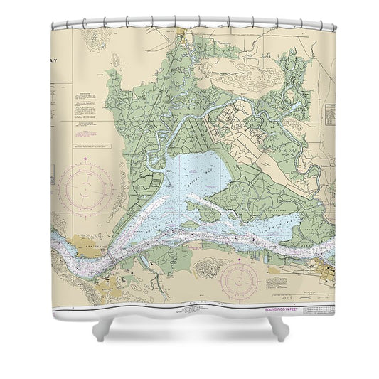 Nautical Chart 18656 Suisun Bay Shower Curtain