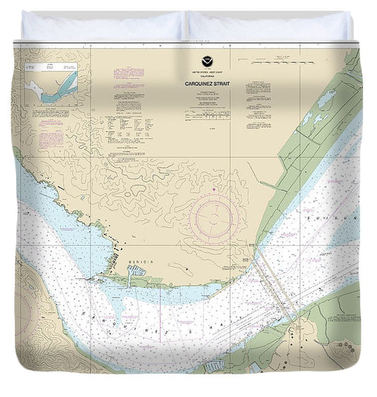 Nautical Chart 18657 Carquinez Strait Duvet Cover