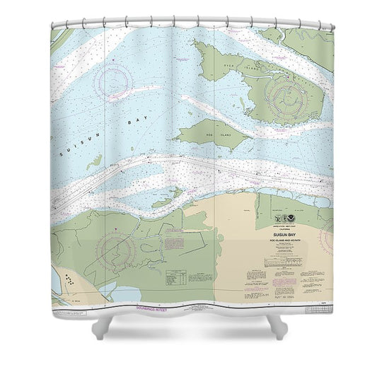 Nautical Chart 18658 Suisun Bay Roe Island Vicinity Shower Curtain