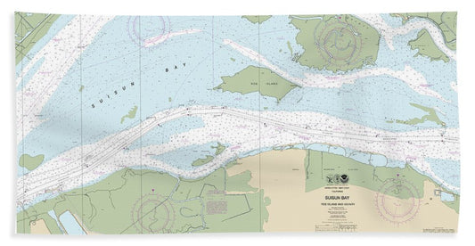 Nautical Chart-18658 Suisun Bay-roe Island-vicinity - Bath Towel