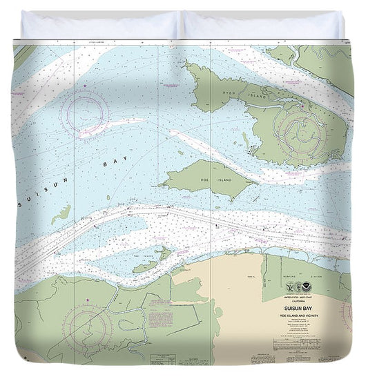 Nautical Chart 18658 Suisun Bay Roe Island Vicinity Duvet Cover