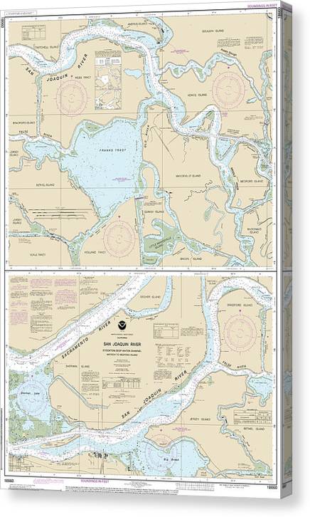 Nautical Chart-18660 San Joaquin River Stockton Deep Water Channel Antioch-Medford Island Canvas Print