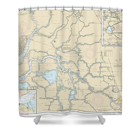 Nautical Chart 18661 Sacramento San Joaquin Rivers Old River, Middle River San Joaquin River Extension, Sherman Island Shower Curtain