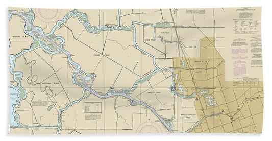 Nautical Chart-18663 San Joaquin River Stockton Deep Water Channel Medford Island-stockton - Beach Towel