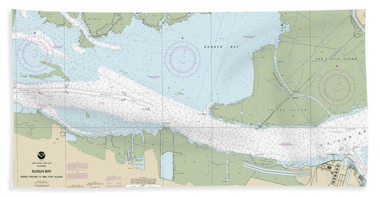 Nautical Chart-18666 Suisun Bay Middle Ground-new York Slough - Bath Towel