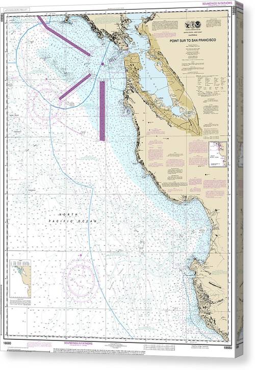 Nautical Chart-18680 Point Sur-San Francisco Canvas Print