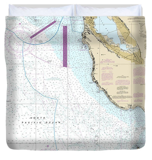 Nautical Chart 18680 Point Sur San Francisco Duvet Cover
