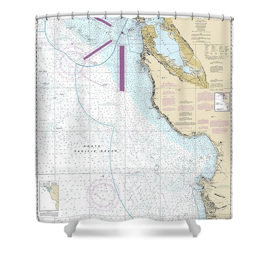 Nautical Chart 18680 Point Sur San Francisco Shower Curtain