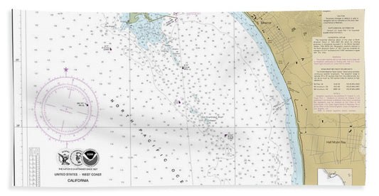 Nautical Chart-18682 Half Moon Bay - Bath Towel