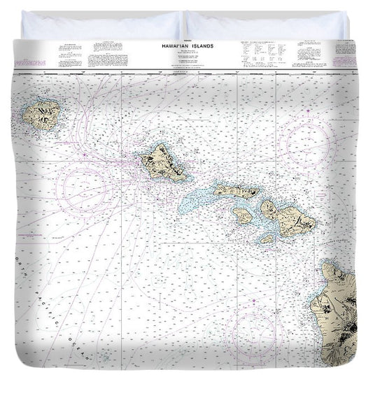 Nautical Chart 19004 Hawaiian Islands Duvet Cover