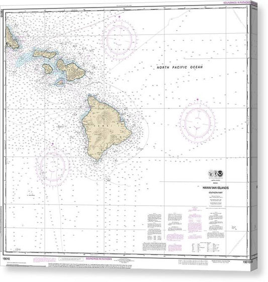 Nautical Chart-19010 Hawaiian Islands Southern Part Canvas Print