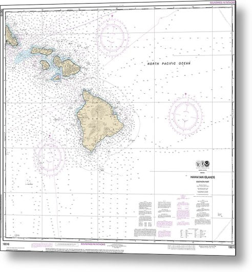 A beuatiful Metal Print of the Nautical Chart-19010 Hawaiian Islands Southern Part - Metal Print by SeaKoast.  100% Guarenteed!