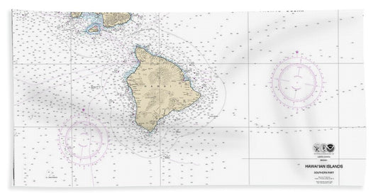 Nautical Chart-19010 Hawaiian Islands Southern Part - Beach Towel
