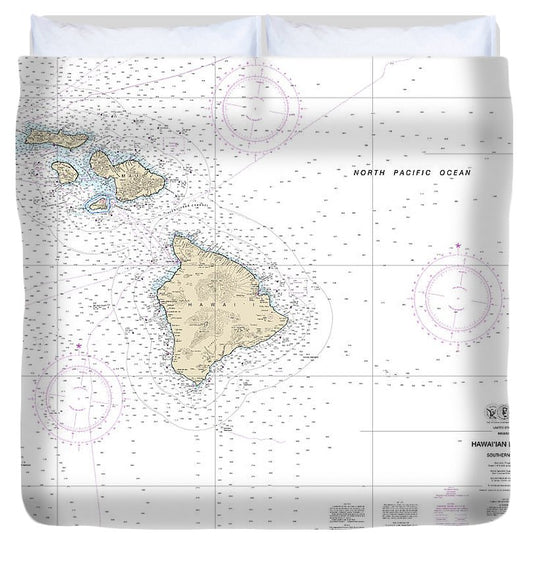 Nautical Chart 19010 Hawaiian Islands Southern Part Duvet Cover