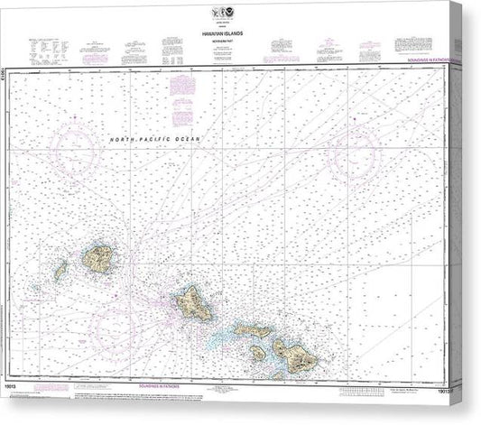 Nautical Chart-19013 Hawaiian Islands Northern Part Canvas Print