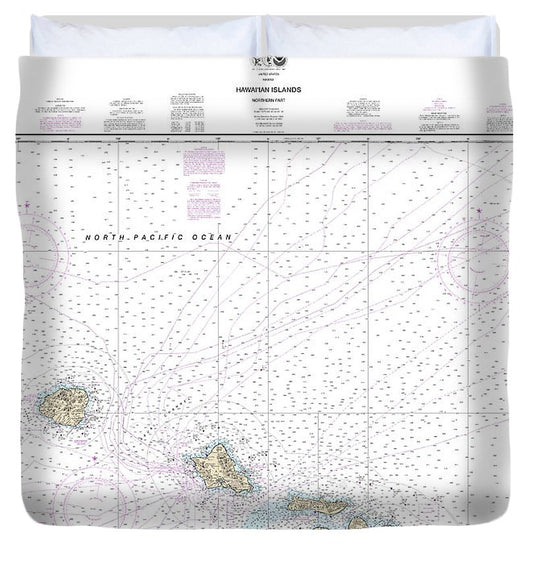 Nautical Chart 19013 Hawaiian Islands Northern Part Duvet Cover