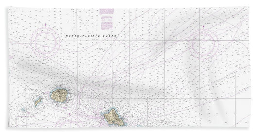 Nautical Chart-19013 Hawaiian Islands Northern Part - Beach Towel