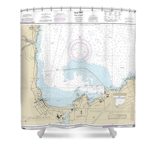 Nautical Chart 19324 Island Hawaii Hilo Bay Shower Curtain