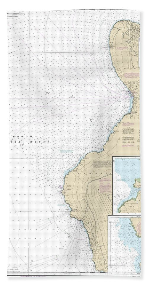 Nautical Chart-19327 West Coast-hawaii Cook Point-upolu Point, Keauhou Bay, Honokohau Harbor - Beach Towel