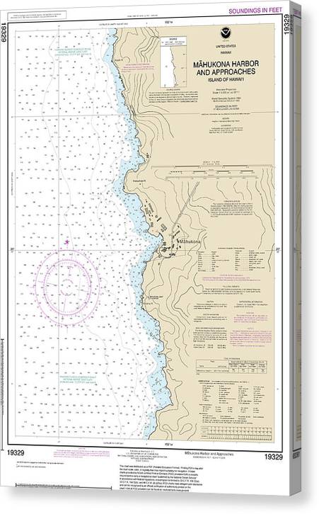Nautical Chart-19329 Mahukona Harbor-Approaches Island-Hawaii Canvas Print