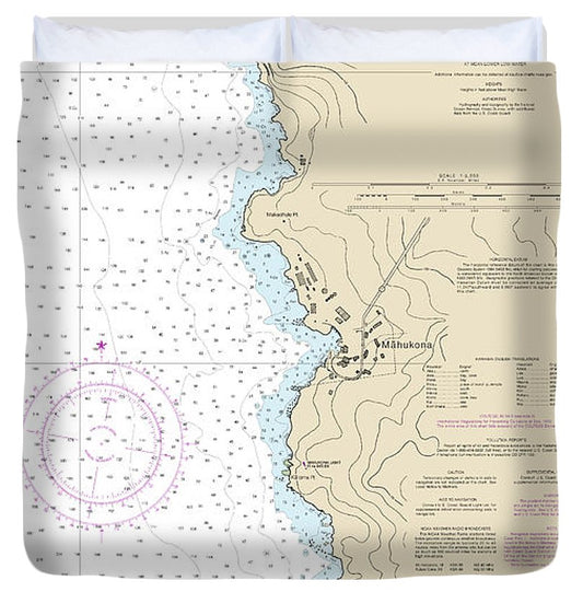 Nautical Chart 19329 Mahukona Harbor Approaches Island Hawaii Duvet Cover