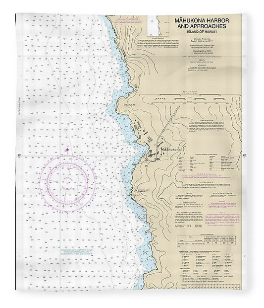 Nautical Chart 19329 Mahukona Harbor Approaches Island Hawaii Blanket