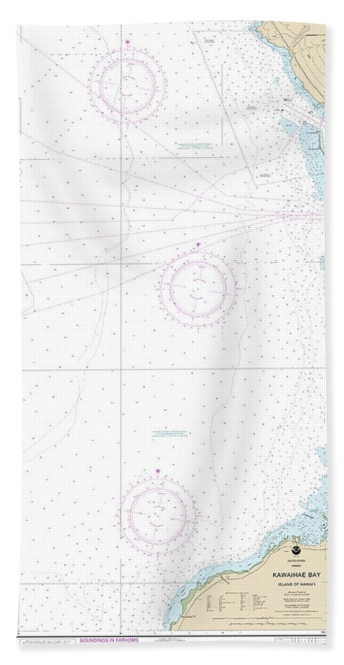 Nautical Chart-19330 Kawaihae Bay-island-hawaii - Beach Towel