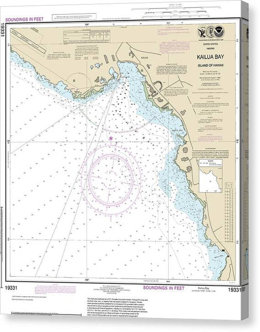 Nautical Chart-19331 Kailua Bay Island-Hawaii Canvas Print