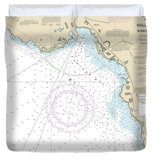 Nautical Chart 19331 Kailua Bay Island Hawaii Duvet Cover
