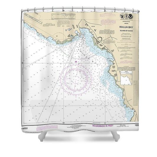 Nautical Chart 19331 Kailua Bay Island Hawaii Shower Curtain