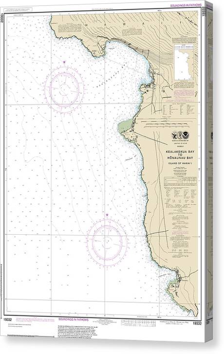 Nautical Chart-19332 Kealakekua Bay-Honaunau Bay Canvas Print
