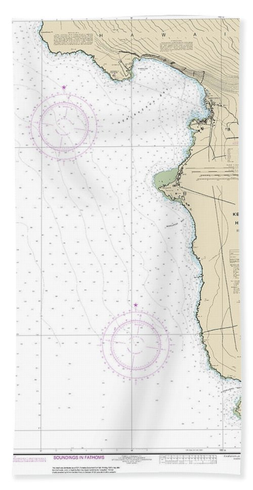 Nautical Chart-19332 Kealakekua Bay-honaunau Bay - Beach Towel