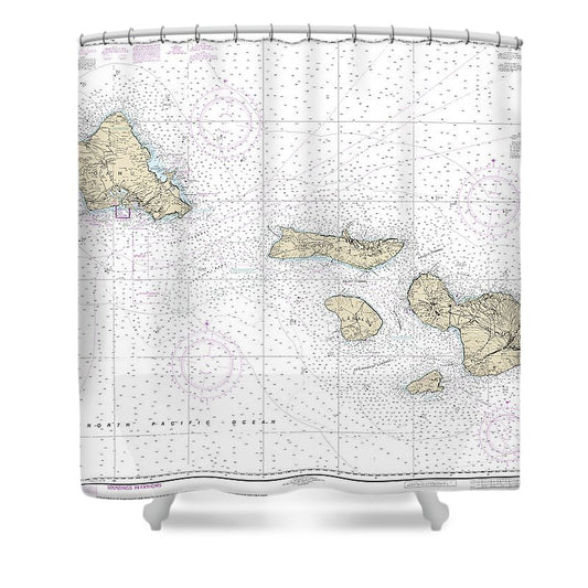 Nautical Chart 19340 Hawaii Oahu Shower Curtain