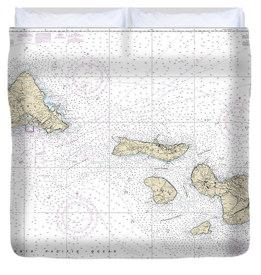 Nautical Chart 19340 Hawaii Oahu Duvet Cover
