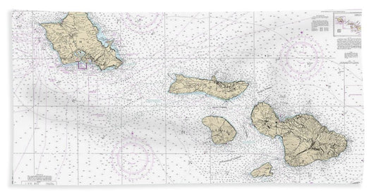Nautical Chart-19340 Hawaii-oahu - Bath Towel
