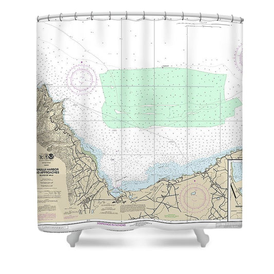 Nautical Chart 19342 Kahului Harbor Approaches, Kahului Harbor Shower Curtain