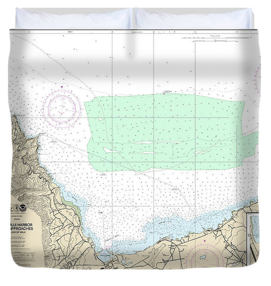 Nautical Chart 19342 Kahului Harbor Approaches, Kahului Harbor Duvet Cover