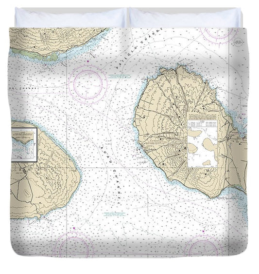 Nautical Chart 19347 Channels Between Molokai, Maui, Lanaiand Kahoolawe, Manele Bay Duvet Cover