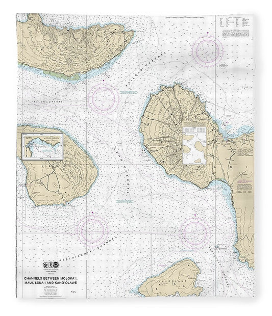 Nautical Chart 19347 Channels Between Molokai, Maui, Lanaiand Kahoolawe, Manele Bay Blanket