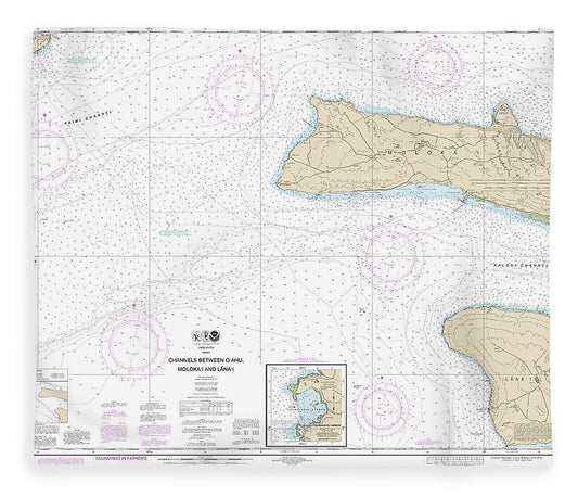 Nautical Chart 19351 Channels Between Oahu, Molokai Lanai, Kaumalapau Harbor Blanket