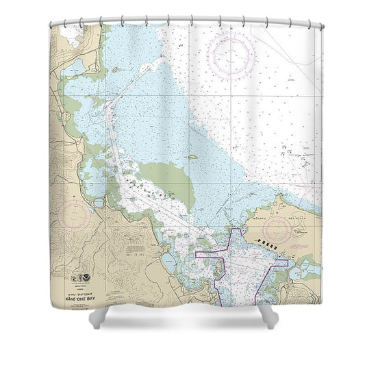 Nautical Chart 19359 Oahu East Coast Kaneohe Bay Shower Curtain