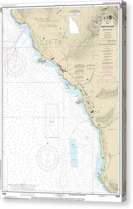 Nautical Chart-19361 Port Waianae Island-Oahu Canvas Print