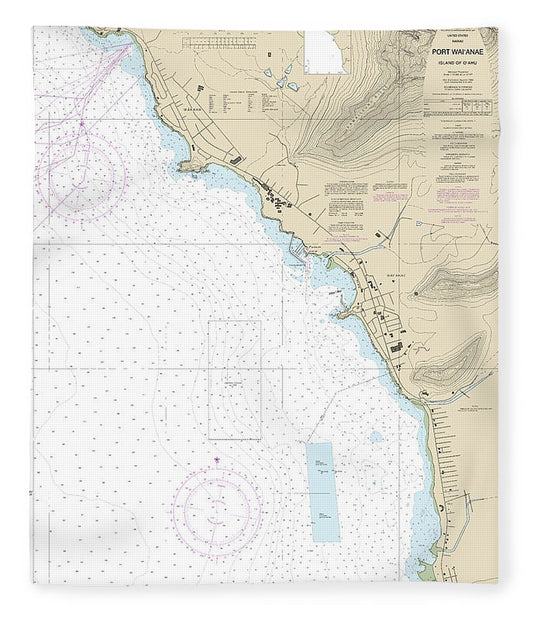 Nautical Chart 19361 Port Waianae Island Oahu Blanket