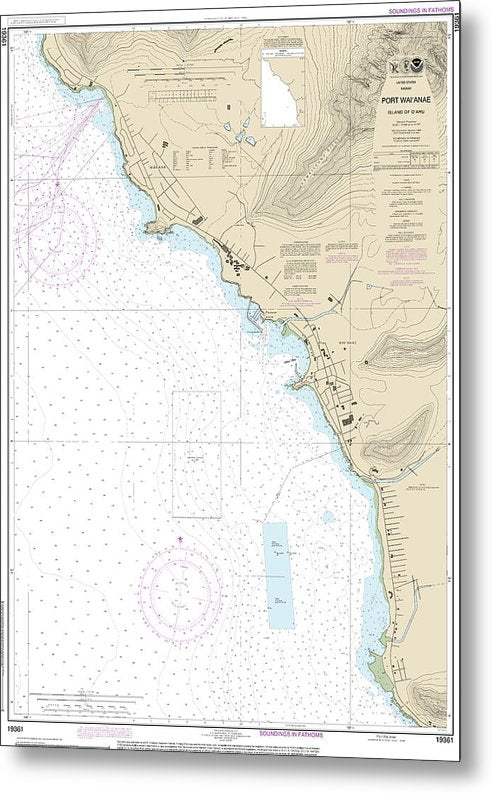 A beuatiful Metal Print of the Nautical Chart-19361 Port Waianae Island-Oahu - Metal Print by SeaKoast.  100% Guarenteed!