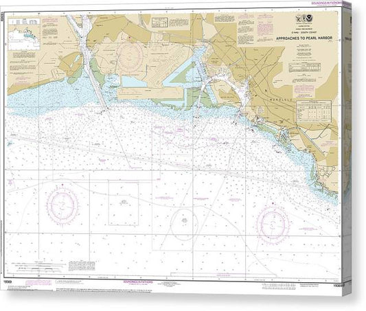 Nautical Chart-19369 Oahu South Coast Approaches-Pearl Harbor Canvas Print