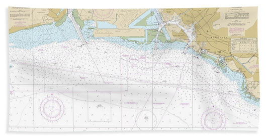 Nautical Chart-19369 Oahu South Coast Approaches-pearl Harbor - Beach Towel